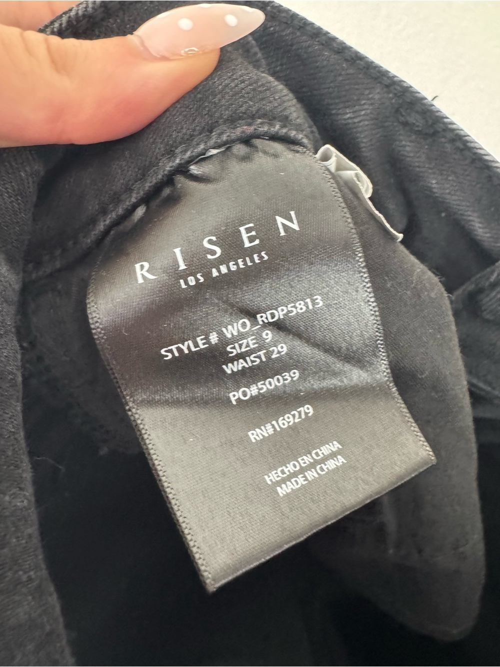 Risen High Rise Straight Leg Raw Hem Black Denim Jeans - Picture 6 of 6